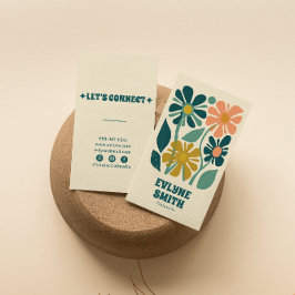 Cartão De Visita Placa Floral Chic Boho Verde Retroativa