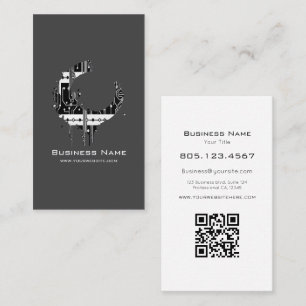 Cartão De Visita Placa-Mãe Preto e Branco em Espiral • Personalizáv