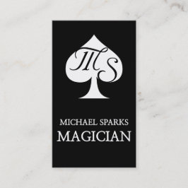Cartão De Visita Placa Mágica de Poker Preta e Branca