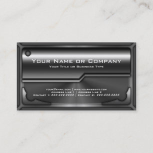 Cartão De Visita Placa metálica Hi Tech Faux versão 2 com fotografi