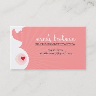 Cartão De Visita PLACA MIDWIFE coral cor-de-rosa prateado