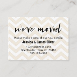 Cartão De Visita Placa "Movimentamos" de bege e branco