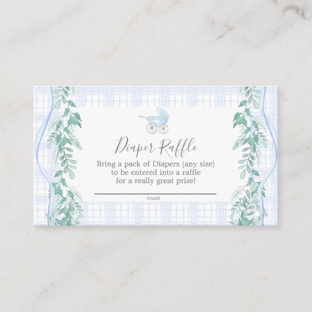 Cartão De Visita Placa Raffle de Fralda de bebê (Frente)