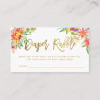 Placa Raffle de Script Dourado de Cor de Água Trop