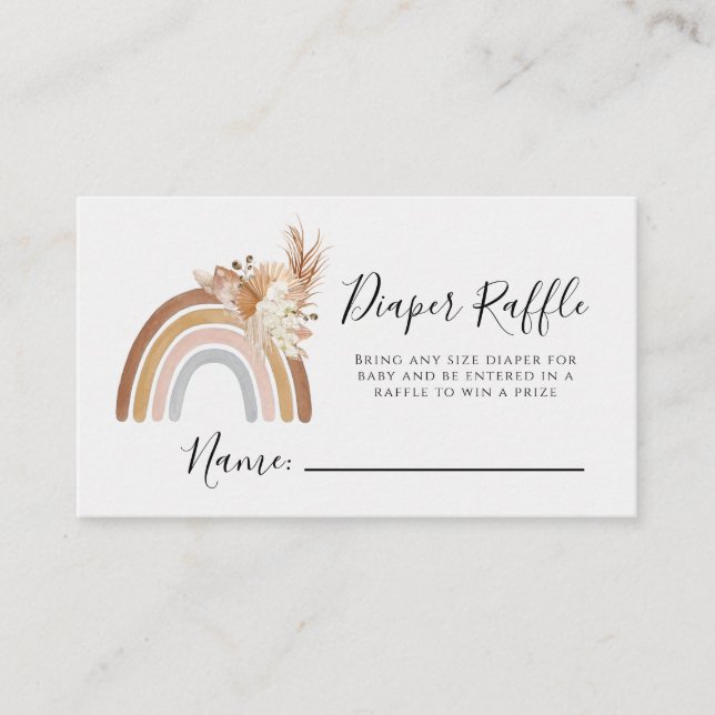 Cartão De Visita Placa Raffle Fralda Arco-Íris Boho (Frente)