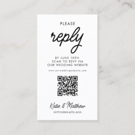 Cartão De Visita Placa RSVP de Casamento com Código QR Simples Míni