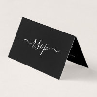 Placa RSVP de Fotografia Simples de Script Preto e