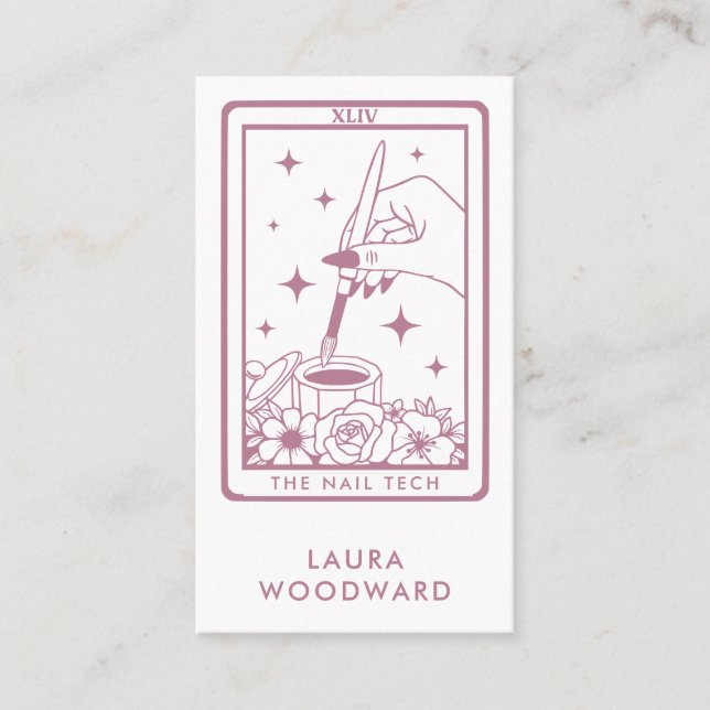 Cartão De Visita Placa Tarot Nail Tech Dusty Pink (Frente)