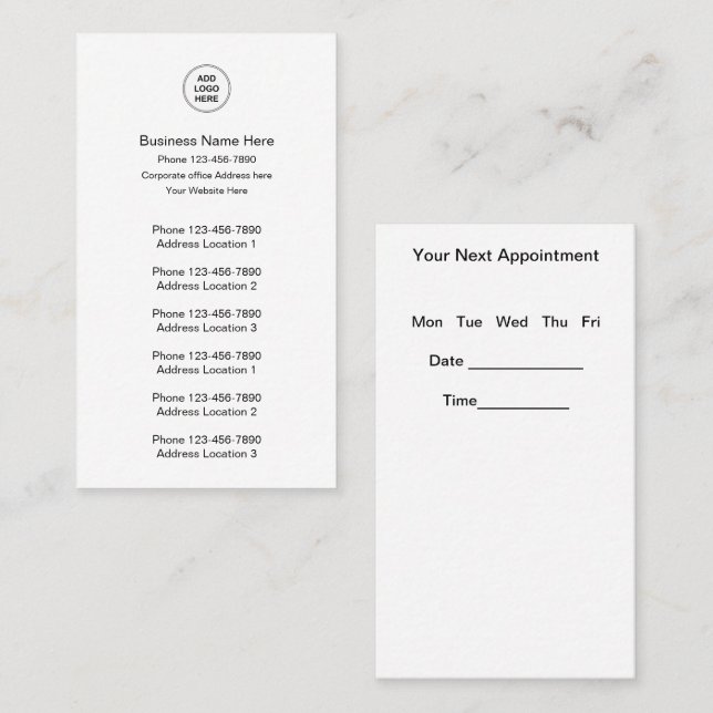 Cartão De Visita Placas De Compromisso E De Negócios De Vários Loca (Frente/Verso)