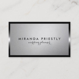 Cartão De Visita Planeador de casamento do Modern Chic Black and Si