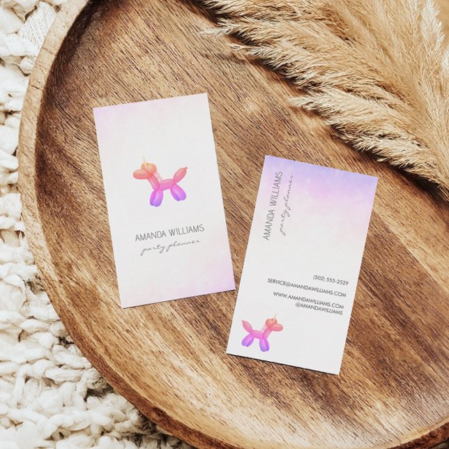 Cartão De Visita Planeador de Eventos de Festa Animal do Lilon Rosa (Criador carregado)