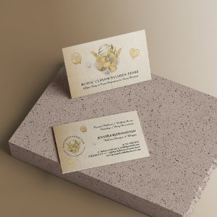 Cartão De Visita Planeador de Eventos do Partido Beige Dourado Balõ