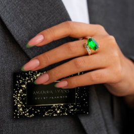 Cartão De Visita Planeador de Eventos - Frame Preto Estrelas Dourad