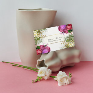 Cartão De Visita Planeador de Eventos Rosas vermelhas Florais Rosa 