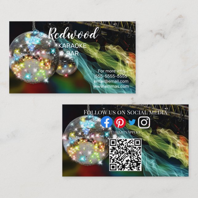 Cartão De Visita Planeador do DJ glow stick karaoke clube Bus (Frente/Verso)