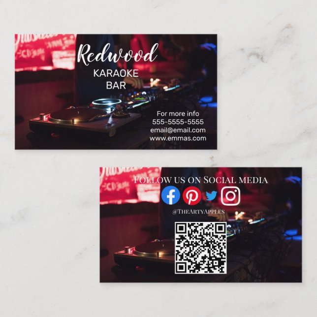 Cartão De Visita Planeador do DJ glow stick karaoke clube Bus (Frente/Verso)