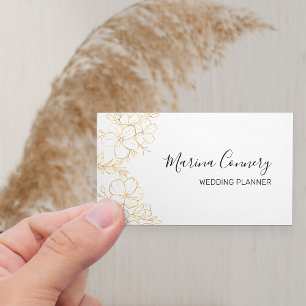 Cartão De Visita Planejador de Casamento de Desenho Dourado Elegant