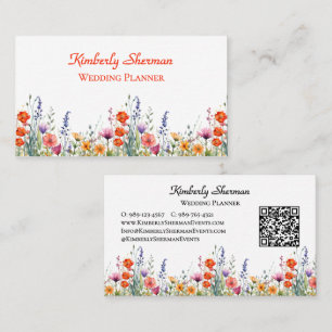 Cartão De Visita Planejador de Casamento de Flores Silvestres em Aq