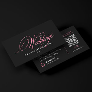 Cartão De Visita Planejador de Casamento de Luxo Elegante Rosa Pret
