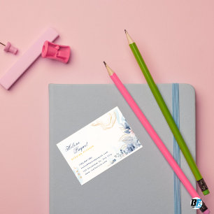 Cartão De Visita Planejador de Casamento Dourado e Azul