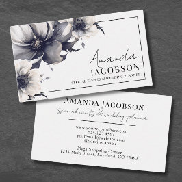 Cartão De Visita Planejador de Casamento Elegant Event Preto Branco