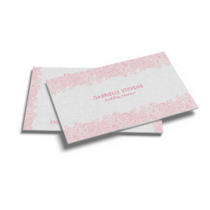 Cartão De Visita Planejador De Casamento Elegante Em Rosa E Branco