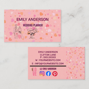 Cartão De Visita Planejador de Casamento Elegante - Moderno Minimal