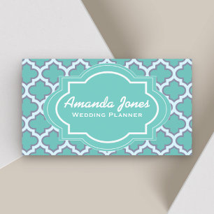 Cartão De Visita Planejador de Casamento Elegante Quatrefoil em Ver