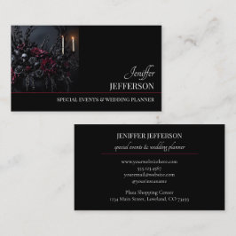 Cartão De Visita planejador de casamento evento floral escuro