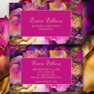 Cartão De Visita Planejador de Casamento Floral Roxo Elegante Doura