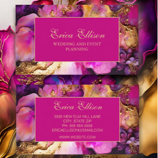 Cartão De Visita Planejador de Casamento Floral Roxo Elegante Doura