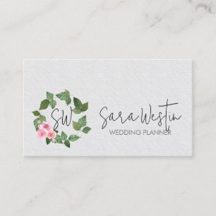 Cartão De Visita Planejador de Casamento Monograma Floral