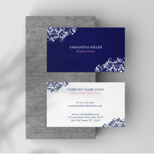 Cartão De Visita Planejador de Casamento Redemoinho Floral Azul Bra