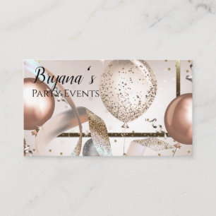 Cartão De Visita Planejador de Evento de Balões Rose Gold & Glitter