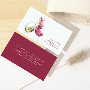 Cartão De Visita Planejador de Evento de Dança com Vinho Elegante