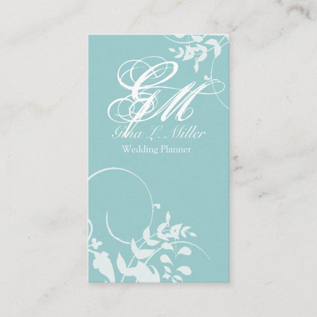 Cartão De Visita Planejador de evento floral delicado do monograma (Frente)