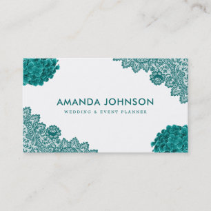 Cartão De Visita Planejador de Eventos de Casamento Floral de Renda