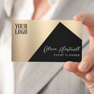 Cartão De Visita Planejador de eventos Dourado e preto de luxo