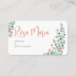 Cartão De Visita Planejador de Eventos Florais em Aquarela Feminina