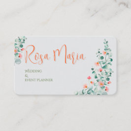 Cartão De Visita Planejador de Eventos Florais em Aquarela Feminina