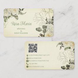 Cartão De Visita Planejador de Eventos Florais em Aquarela Feminina