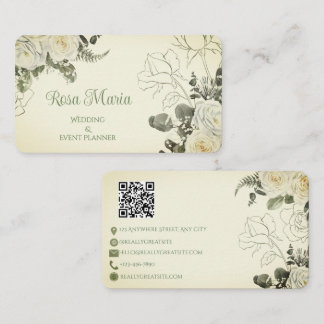 Cartão De Visita Planejador de Eventos Florais em Aquarela Feminina