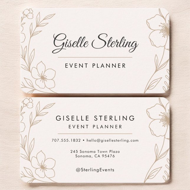 Cartão De Visita Planejador de Eventos Floral (Criador carregado)