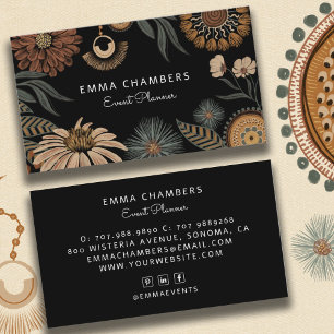 Cartão De Visita Planejador de Eventos Floral do Boho