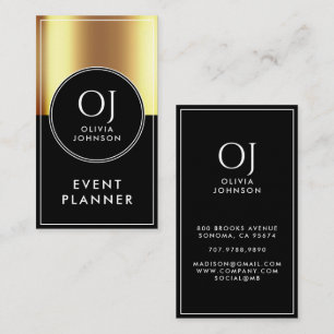 Cartão De Visita Planejador de Eventos Metálico Dourado Personaliza