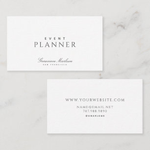 Cartão De Visita Planejador de Eventos Minimalista Elegante