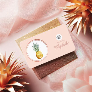 Cartão De Visita Planejador de Eventos Rosa Dourado Tropical e Rosa