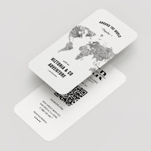 Cartão De Visita Planejador de Viagens Minimalista Mapa Mundial Pra