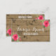 Cartão De Visita Planejador floral de madeira rústico social do (Frente/Verso)