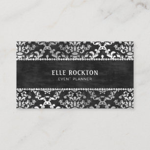 Cartão De Visita Planejador preto da meia-noite do casamento tema